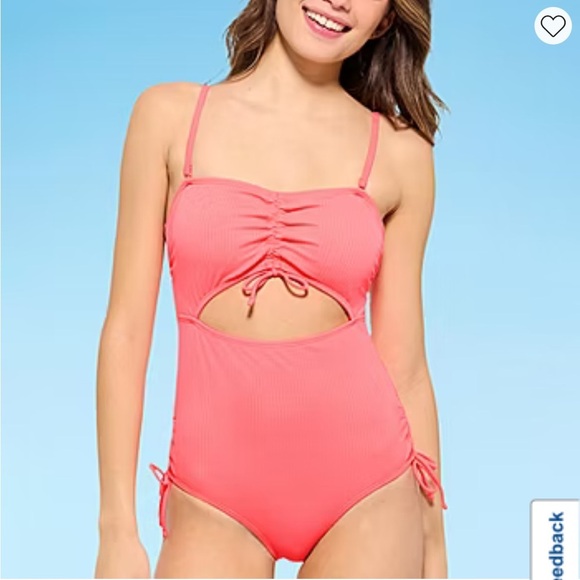 Decree Womens Exotic Textured Monokini One Piece Swimsuit in Tropical Coral S - Picture 11 of 11